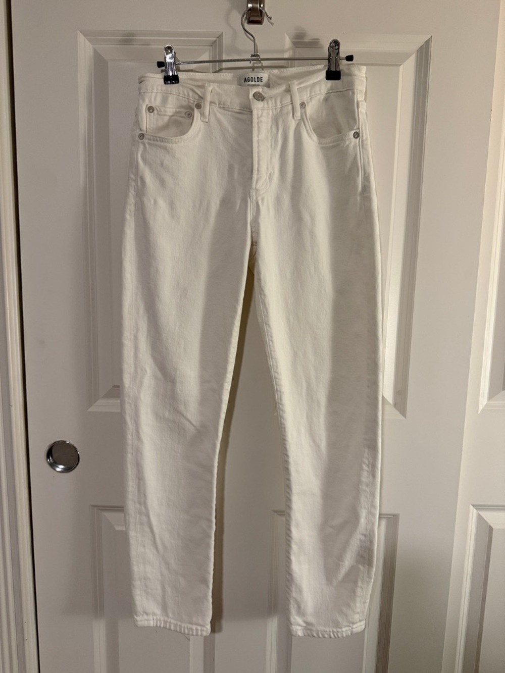 Agolde Off-White High-Rise Straight Jeans